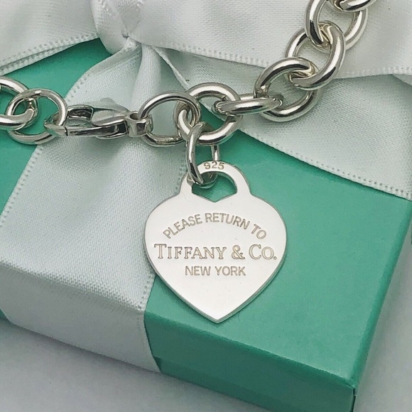 Tiffany & Co.: Please Return to Tiffany & Co Sterling Silver Round Charm Bracelet 8